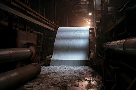 纸浆工厂的造纸机器背景
