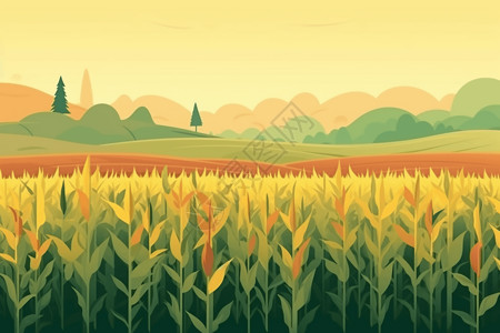 日光照射的玉米田图片