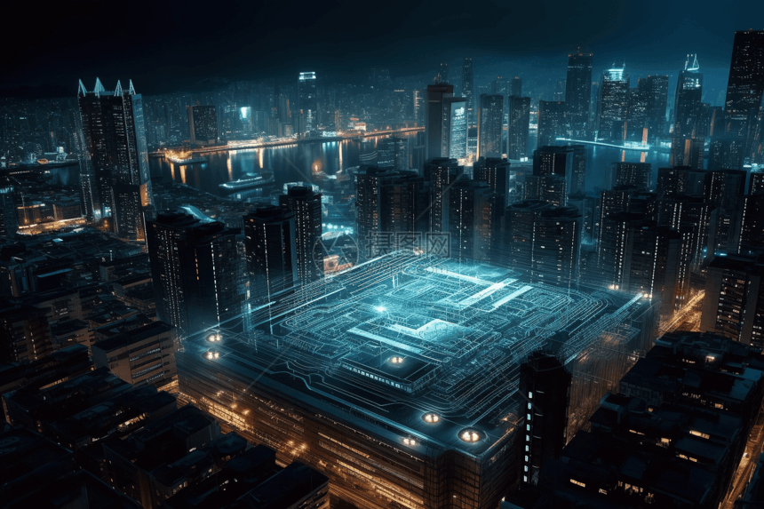 未来的霓虹灯城市概念图图片