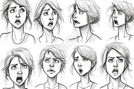 人物素材语言人物角色面部表情线条画风格插画