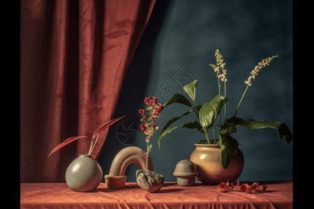 室内摆设植物装饰静物图背景图片