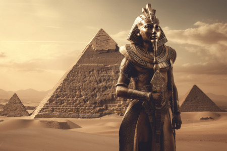 埃及法老法老身着皇室装束3D概念图设计图片