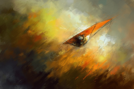 悬挂式滑翔机的艺术插画高清图片