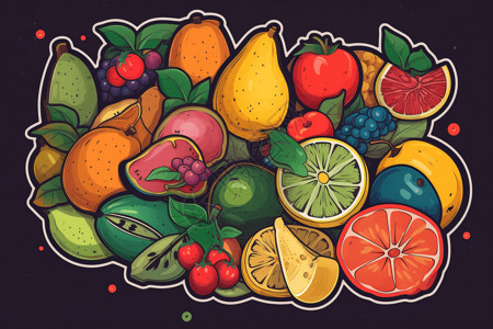 彩色水果贴纸背景图片