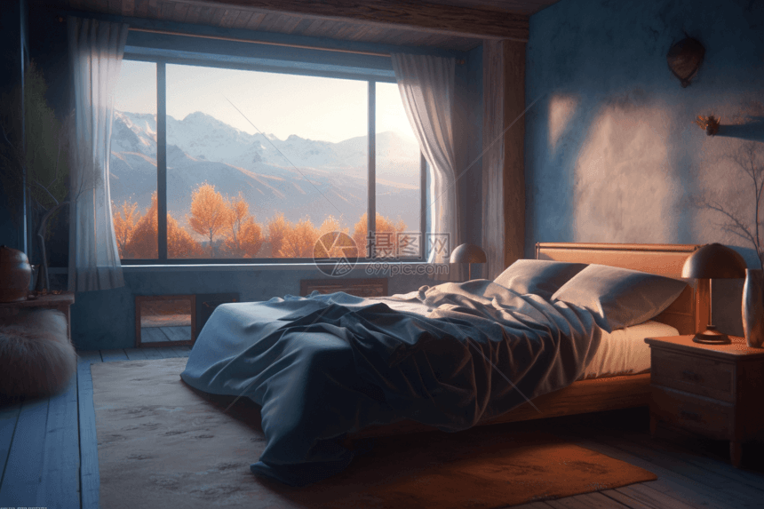 温暖柔和的卧室图片