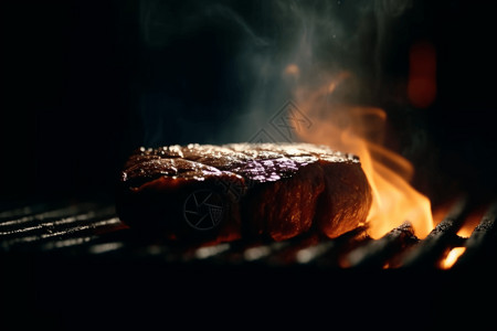 炭烧牛排烧烤架的烤肉背景