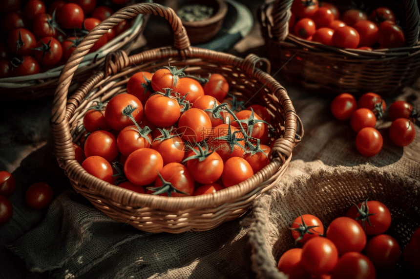 新鲜收获的西红柿图片