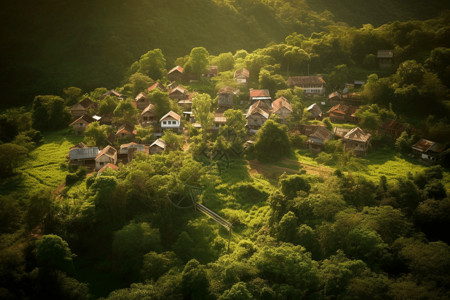 绿色环境下的乡村图片