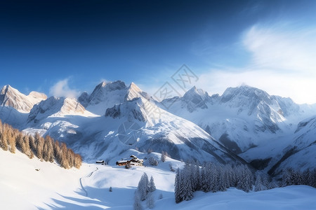 冬季雪山风景背景图片