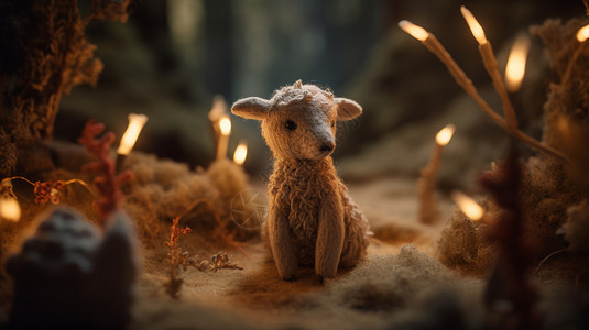 梦幻童话森林羊毛毡动物童话王国背景