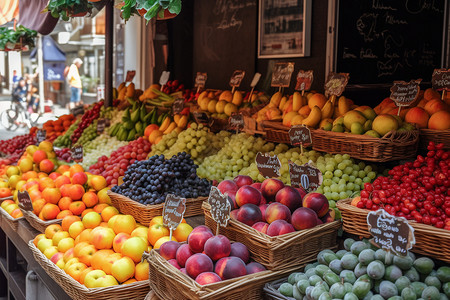 城市市场的水果摊图片