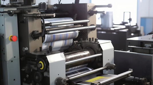 现代印刷厂的印刷机图设计图片
