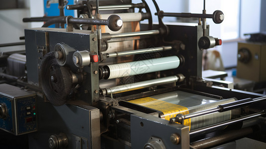 现代印刷厂的印刷机设备背景图片