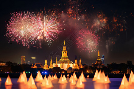 过年倒计时新年的烟花背景