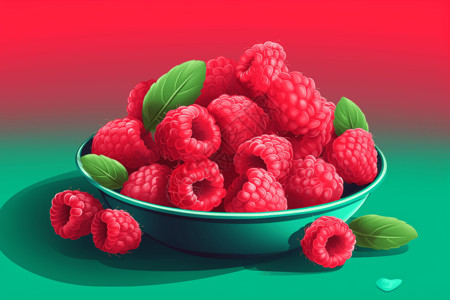 装在盘子里极简的树莓盘子里的树莓插画