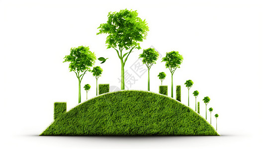 绿色生态经济增长3D概念图背景图片