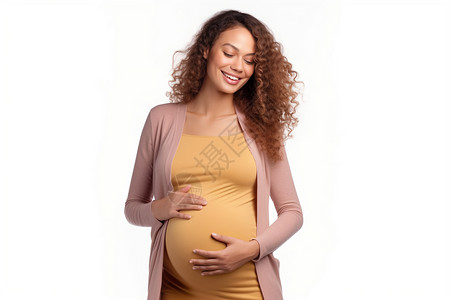 微笑的孕妇摸肚子图图片