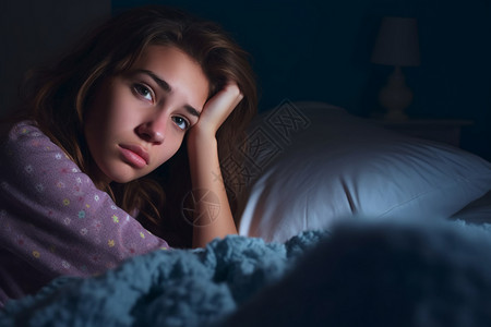 外国女孩夜晚失眠图片高清图片