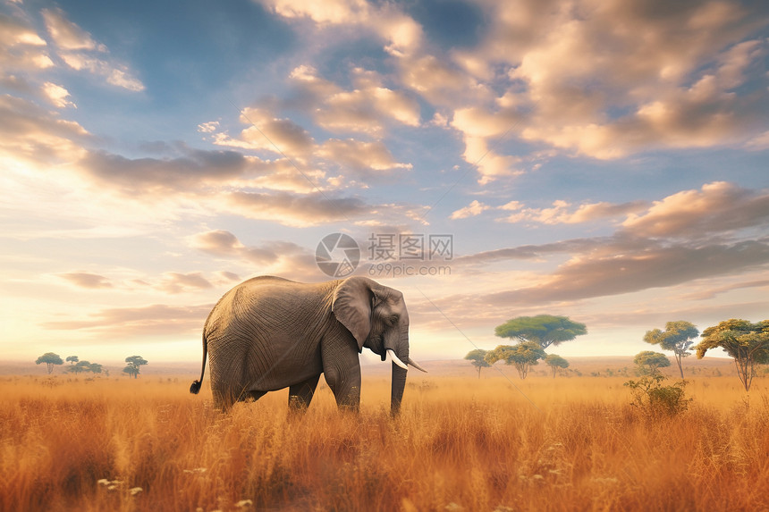 草原的大象图片