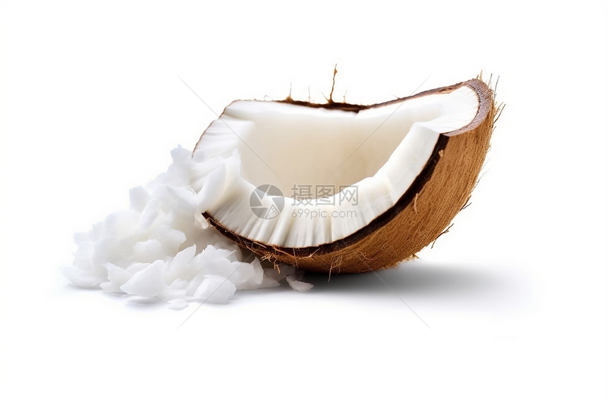 白色背景中的椰子片图片