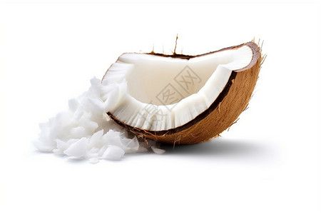 白色背景中的椰子片高清图片