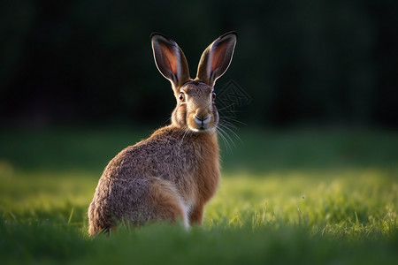 绿草中的野兔兔子高清图片素材