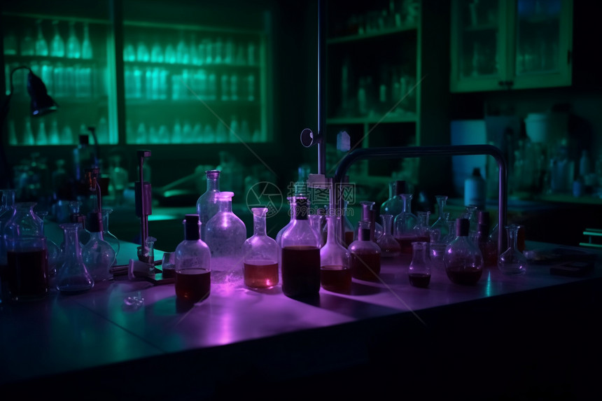 昏暗的化学实验室图片