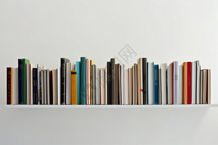 白色书架上的书背景图片