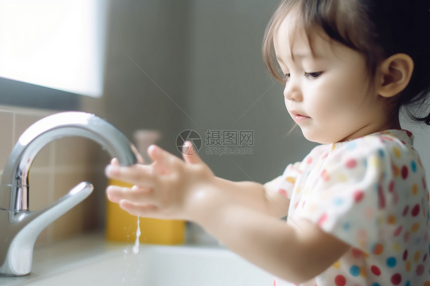 在洗手的女孩图片