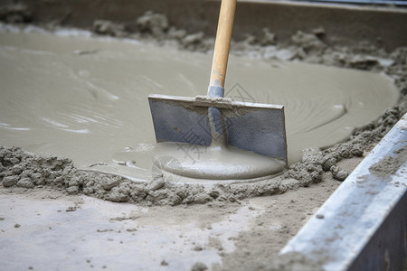 工地的水泥铲和泥浆工具高清图片素材