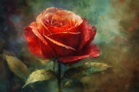 一朵盛开的红玫瑰高清图片