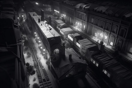 黑白的火车站图片