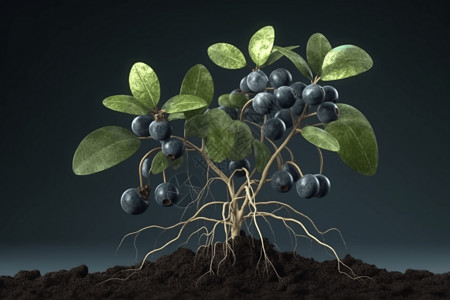 蓝莓植物插图背景图片