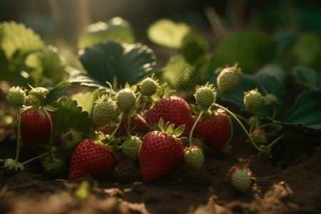 大棚里的新鲜草莓图片