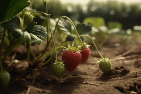 新鲜的草莓植物图片