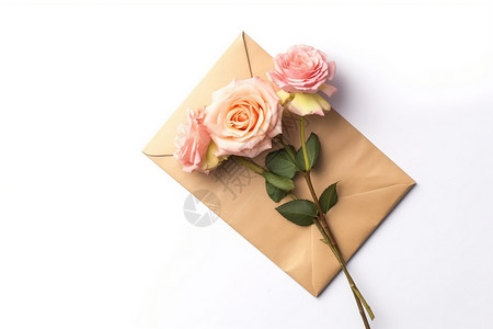 玫瑰花和信送给爱人的一封信和玫瑰花背景