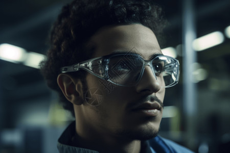 男人戴时尚的科技AR眼镜背景图片