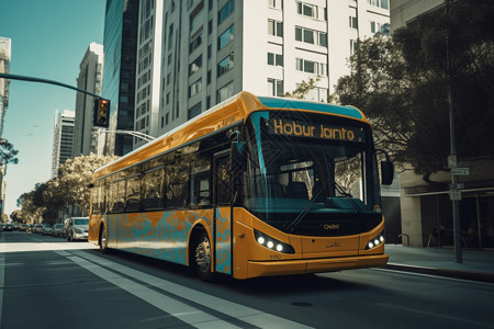 氢燃料动力公交车背景图片