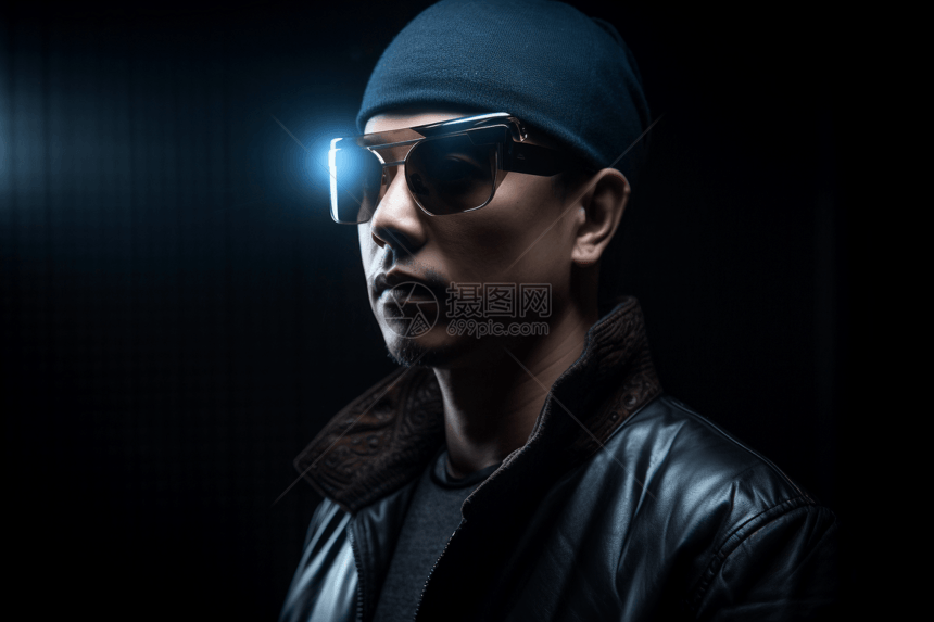 潮流时尚VR科技眼镜的男人图片
