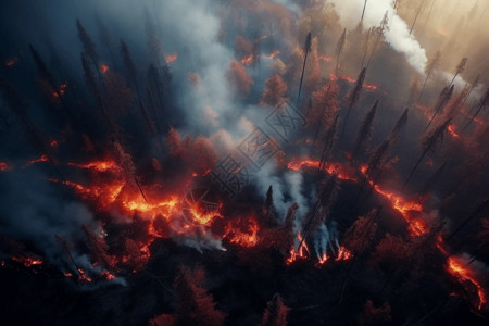 大火燃烧的树木图片