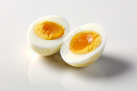 盘子里对半切开的鸡蛋高清图片