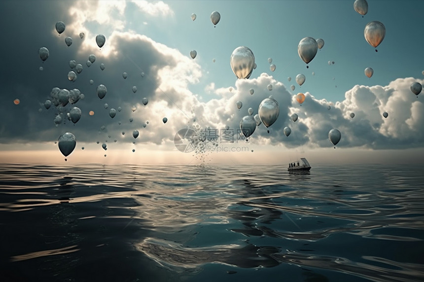 海面上的气球图片