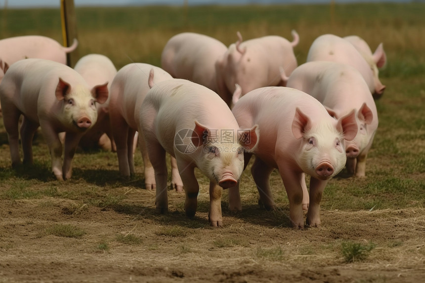 小猪在农村养猪场放牧图片
