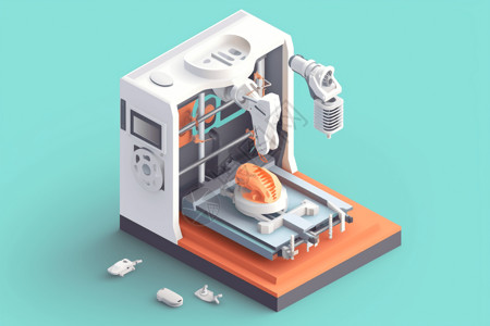 科技感3D打印机插画