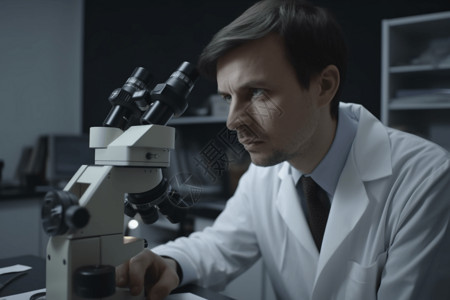 神经科实验室用显微镜观察的医生背景