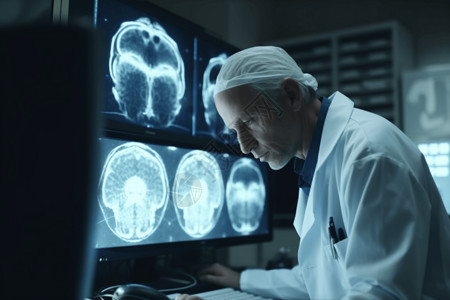 观察患者资料的的神经科医生背景图片
