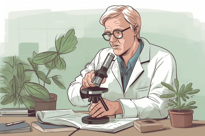在分析草药的科学家图片