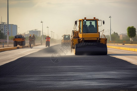 道路专用设备压路机铺路背景图片