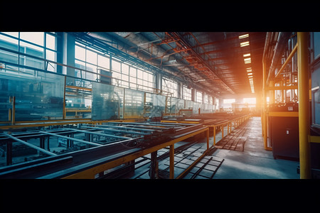 工厂内部车间及机械厂内部玻璃行业生产背景流程背景