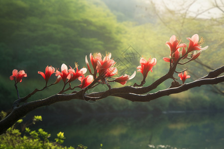 初春的杜鹃花背景图片